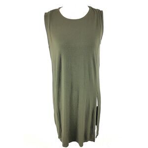 J Jill Wearever Collection Sleeveless‎ Sheath Shift Dress S Olive Side Slit